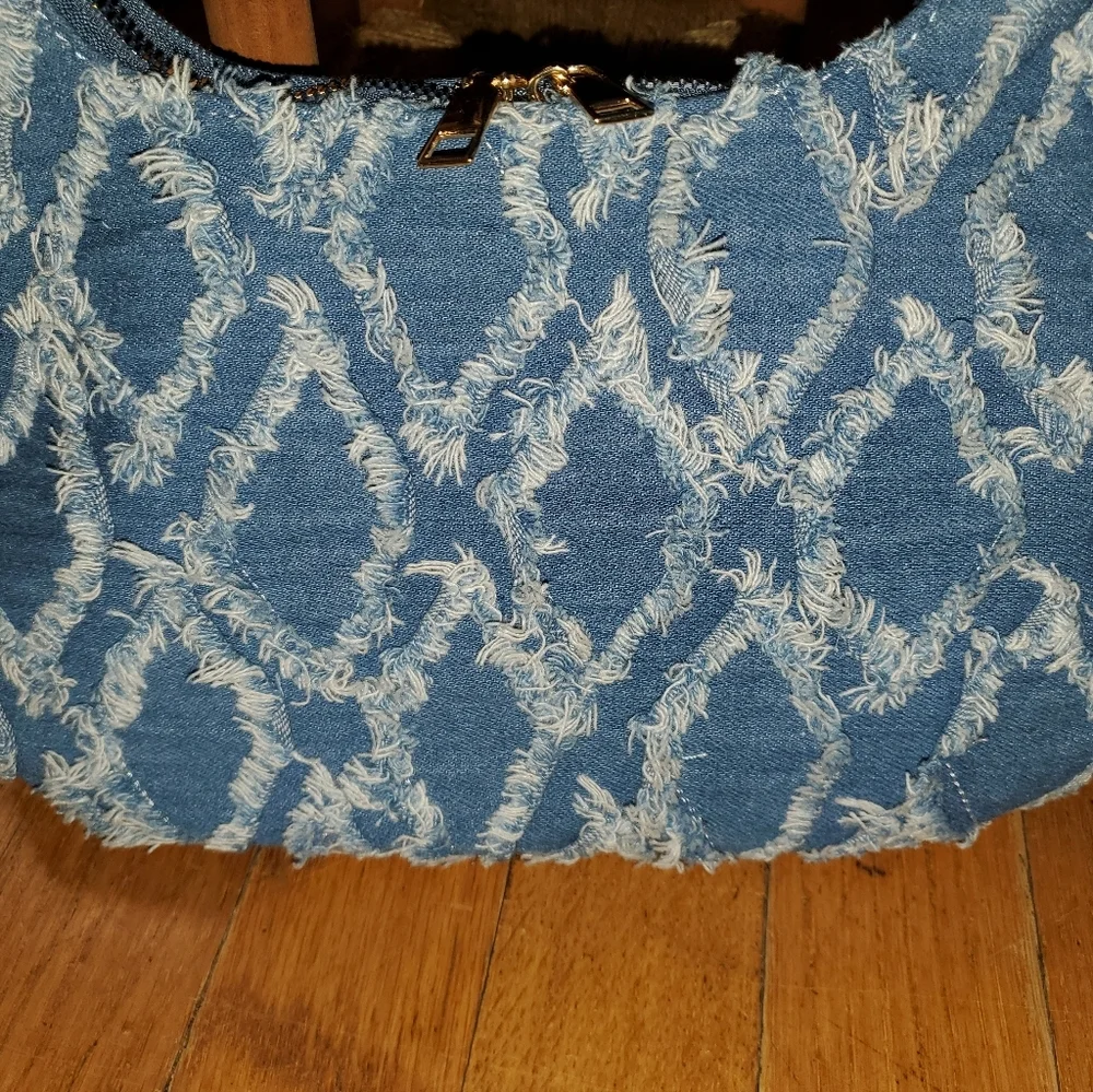 Distressed Blue Jean Shoulder Bag - Picture 8 of 9
